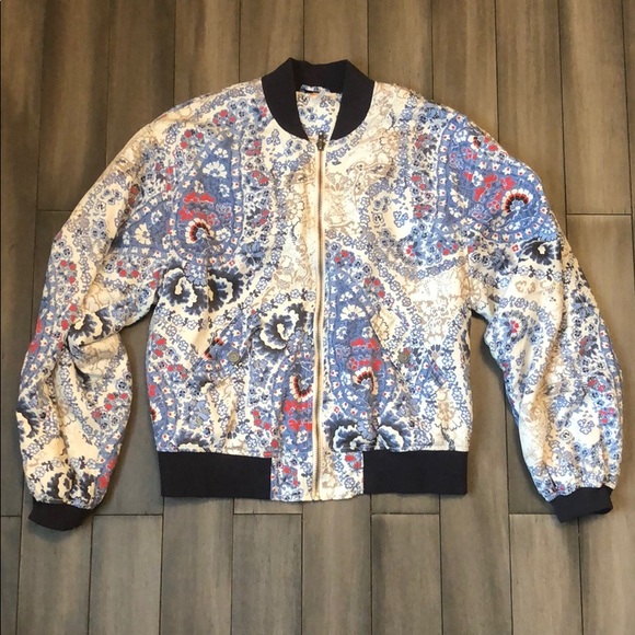 Free People Jackets & Blazers - Free People Printed Bomber Jacket